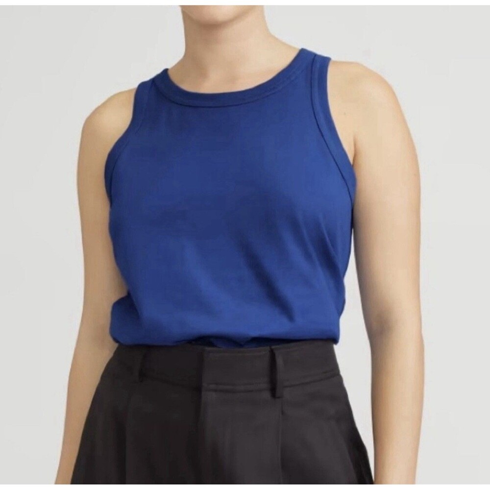 EVERLANE The Organic Cotton Cutaway Tank Top Cobalt Blue XXS